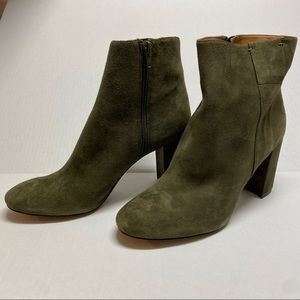Nine West Suede Booties - Olive Green - women’s Size 10